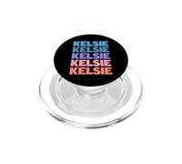 Funny Modern Repeated Text Design First Name Kelsie PopSockets PopGrip para MagSafe
