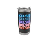 Funny Modern Repeated Text Design First Name Kelsie Vaso térmico de acero inoxidable de doble pared