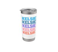 Funny Modern Repeated Text Design First Name Kelsie Vaso térmico de acero inoxidable de doble pared