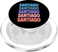 Funny Modern Repeated Text Design First Name Santiago PopSockets PopGrip para MagSafe