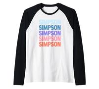 Funny Modern Repeated Text Design Last Name Simpson Camiseta Manga Raglan