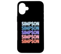 Funny Modern Repeated Text Design Last Name Simpson Carcasa para iPhone 16 Plus