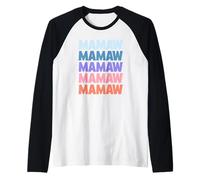 Funny Modern Repeated Text Design Mamaw Grandmother Camiseta Manga Raglan