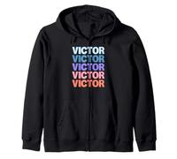 Funny Modern Repeated Text Design Victor Sudadera con Capucha
