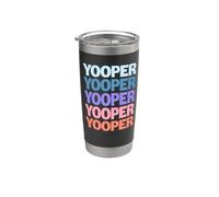 Funny Modern Repeated Text Design Yooper Michigan U.P. Vaso térmico de acero inoxidable de doble pared
