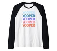 Funny Modern Repeated Text Design Yooper Upper Michigan Camiseta Manga Raglan