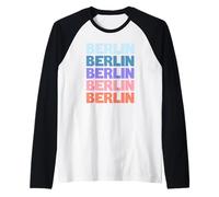 Funny Modern Repetitive Text Design Berlin Germany Camiseta Manga Raglan