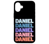 Funny Modern Repetitive Text Design First Name Daniel Carcasa para iPhone 16 Plus