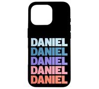 Funny Modern Repetitive Text Design First Name Daniel Carcasa para iPhone 16 Pro