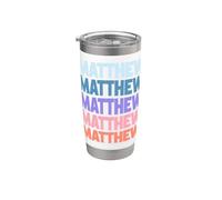 Funny Modern Repetitive Text Design First Name Matthew Vaso térmico de acero inoxidable de doble pared