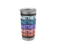 Funny Modern Repetitive Text Design First Name Matthew Vaso térmico de acero inoxidable de doble pared