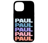 Funny Modern Repetitive Text Design First Name Paul Carcasa para iPhone 15