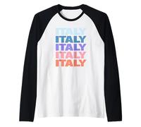 Funny Modern Repetitive Text Design Italy Europe Camiseta Manga Raglan