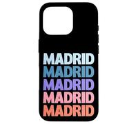 Funny Modern Repetitive Text Design Madrid Spain Carcasa para iPhone 16 Pro
