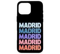 Funny Modern Repetitive Text Design Madrid Spain Carcasa para iPhone 16 Pro MAX