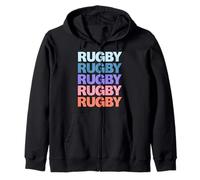 Funny Modern Repetitive Text Design Rugby Player Fan Sudadera con Capucha