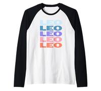 Funny Modern Repetitive Text Design Zodiac Leo Camiseta Manga Raglan