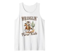 Funny Mom Riding. Western Cowboy Mama Wranglin Feral Kids Camiseta sin Mangas