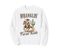 Funny Mom Riding. Western Cowboy Mama Wranglin Feral Kids Sudadera
