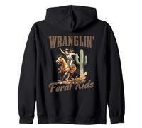 Funny Mom Riding. Western Cowboy Mama Wranglin Feral Kids Sudadera con Capucha