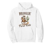 Funny Mom Riding. Western Cowboy Mama Wranglin Feral Kids Sudadera con Capucha