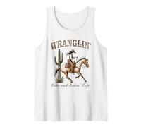 Funny Mom Riding. Western Cowboy Mama Wranglin' Kids Camiseta sin Mangas