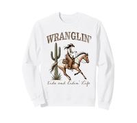 Funny Mom Riding. Western Cowboy Mama Wranglin' Kids Sudadera