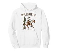 Funny Mom Riding. Western Cowboy Mama Wranglin' Kids Sudadera con Capucha
