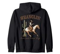 Funny Mom Riding. Western Cowboy Mama Wranglin' Kids Sudadera con Capucha