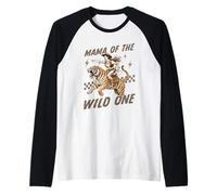 Funny Mom Tiger Riding. Western Cowboy Mama of The Wild One Camiseta Manga Raglan