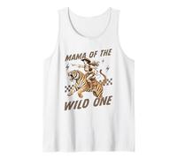 Funny Mom Tiger Riding. Western Cowboy Mama of The Wild One Camiseta sin Mangas