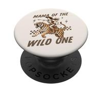 Funny Mom Tiger Riding. Western Cowboy Mama of The Wild One PopSockets PopGrip Adhesivo