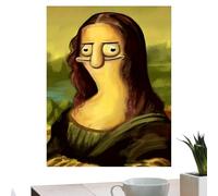 Funny Mona Lisa Bathroom Wall Art Poster Mona Lisa Prank Poster Canvas Décor for Restroom, Fun Bathroom Wall Art with Frame, Humor Parody Print for Home, Apartment, Hotel, Dorm and Gift Giving