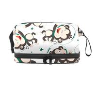 Funny Monkey Astronaut in Space - Bolsa de cosméticos de doble capa para mujeres y niñas, neceser de viaje para maquillaje, práctica bolsa organizadora con compartimento para cepillos, multicolor,