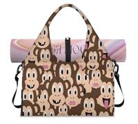 Funny Monkey Head - Bolsa deportiva con compartimento para zapatos, bolsa de viaje para fin de semana, bolsa de equipaje para gimnasio, yoga, viajes, color, L, Bolsa de viaje