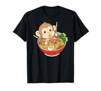 Funny Monkey Japanese Ramen Noodles Bowl Japón Zoo Boy Girl Camiseta