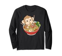 Funny Monkey Japanese Ramen Noodles Bowl Japón Zoo Boy Girl Manga Larga