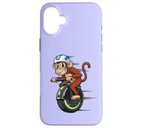 Funny Monkey Stuntman Riding Monociclo eléctrico Carcasa para iPhone 16 Plus