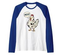 Funny Moo Chicken Cow Farm Animal Humor Hombres Mujeres Niños 1 Camiseta Manga Raglan