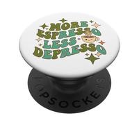 Funny More Espresso Less Depresso Retro Coffee Amante PopSockets PopGrip Adhesivo
