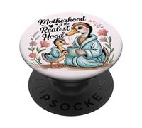 Funny Motherhood Is The Realest Hood Día de la Madre Goose Mom PopSockets PopGrip Adhesivo