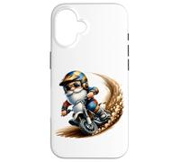 Funny Motocross Grandpa Gnome Takes A Curve On A Dirt Bike Carcasa para iPhone 16