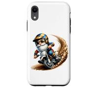 Funny Motocross Grandpa Gnome Takes A Curve On A Dirt Bike Carcasa para iPhone XR