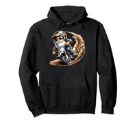 Funny Motocross Grandpa Gnome Takes A Curve On A Dirt Bike Sudadera con Capucha