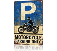Funny Motorcycle Parking Only Aluminum Sign Garage Decor 8x12 Inch