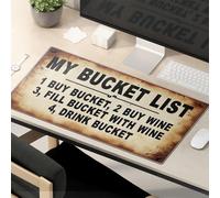 Funny Mousepad My Bucket List: Alfombrilla de ratón divertida con diseño de cubo de vino, alfombrilla de ratón Kawaii para escritorio