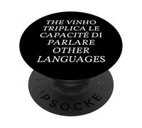 Funny Multilingual Polyglot Wine Pun English Italian Joke PopSockets PopGrip Adhesivo