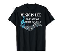 Funny Music Is Life Thats Why Our Hearts Have Beats Piano Camiseta