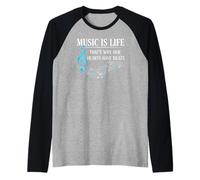 Funny Music Is Life Thats Why Our Hearts Have Beats Piano Camiseta Manga Raglan