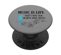 Funny Music Is Life Thats Why Our Hearts Have Beats Piano PopSockets PopGrip Adhesivo